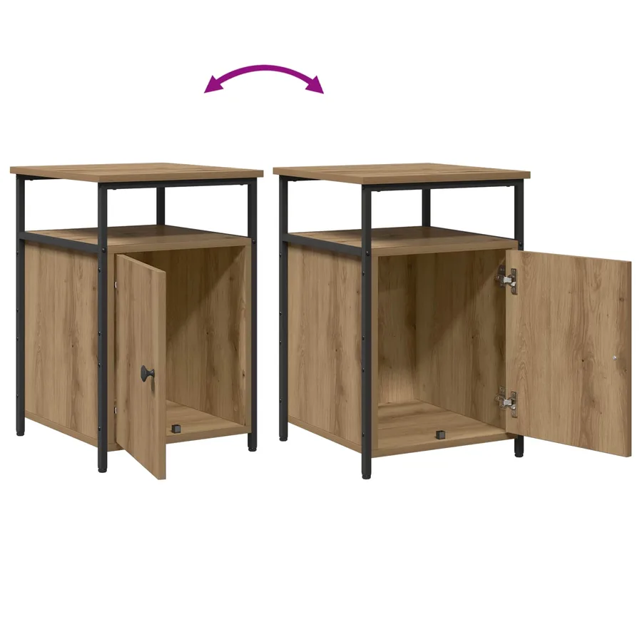Cabinet de chevet chêne artisanal Bois d'ingénierie - 10