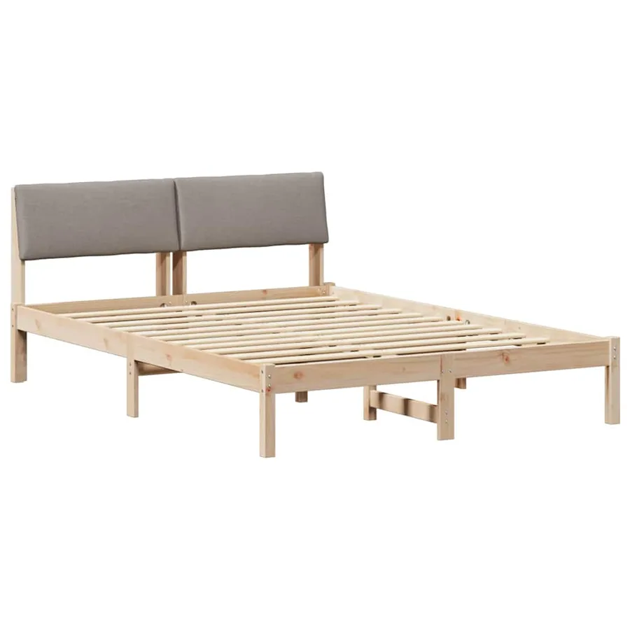 Cadre de lit Marron et taupe 140 x 190 cm Bois massif en pin - 2