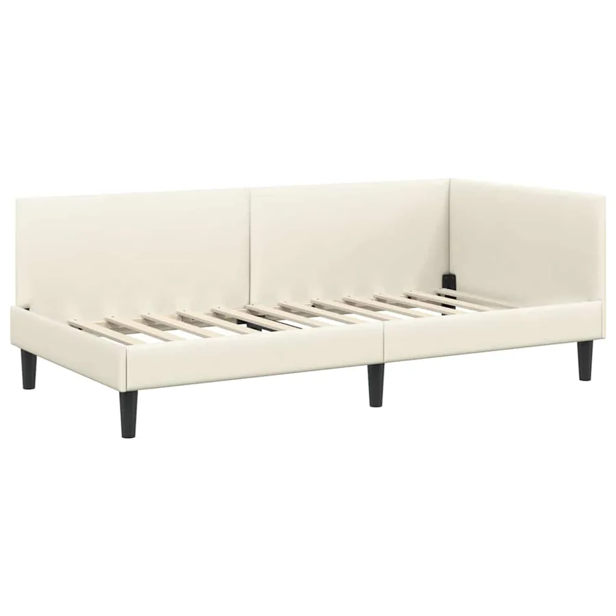 Cadre de lit d'angle Crème 100 cm x 200 cm Velours - 4