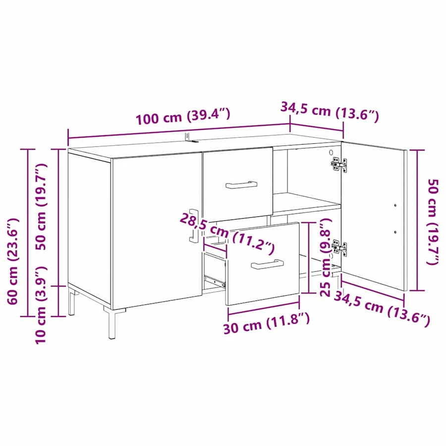 Buffet Bois Ancien 100 x 36 x 60 cm Bois d'ingénierie - 13