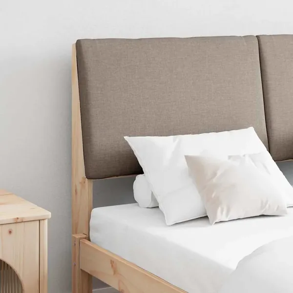Tête de lit capitonnée Taupe 140 cm Pin massif