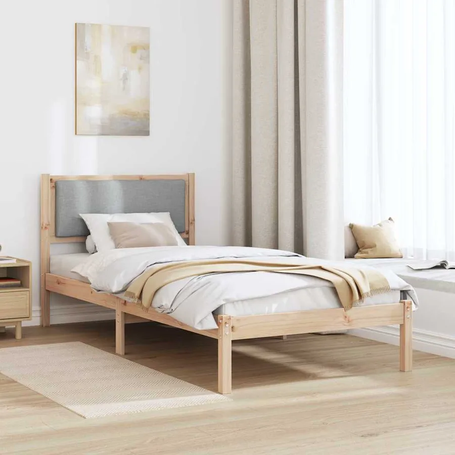 Cadre de lit Gris clair 100 x 200 cm Pin massif - 4