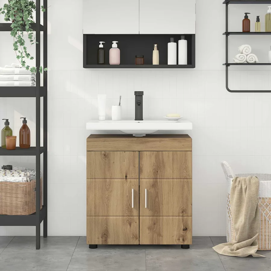 Ensemble d'armoire de salle de bain TULUM Chêne artisanal