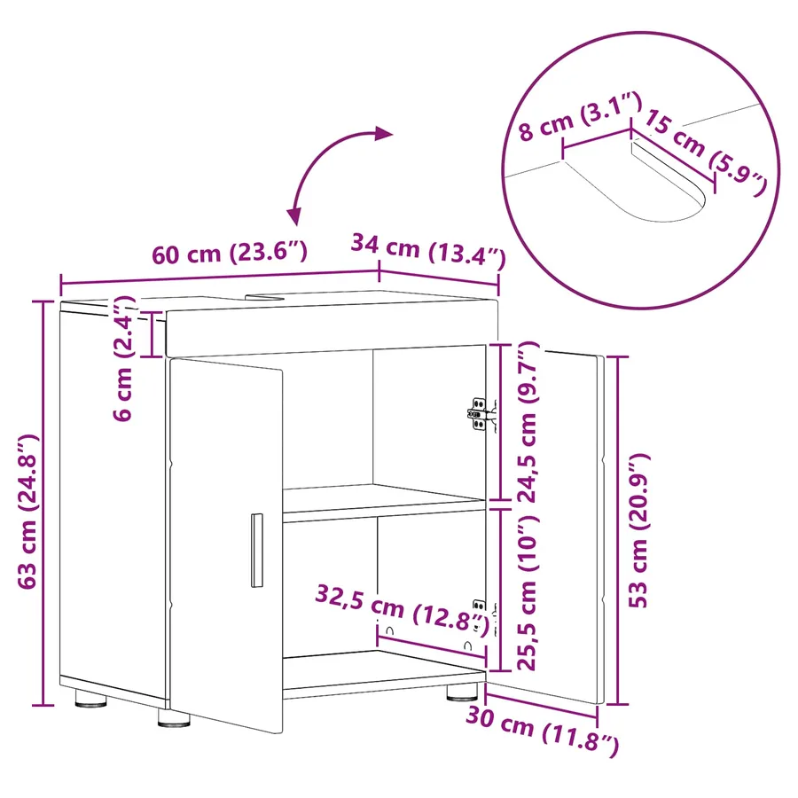 Ensemble d'armoire de salle de bain TULUM Chêne artisanal - 16