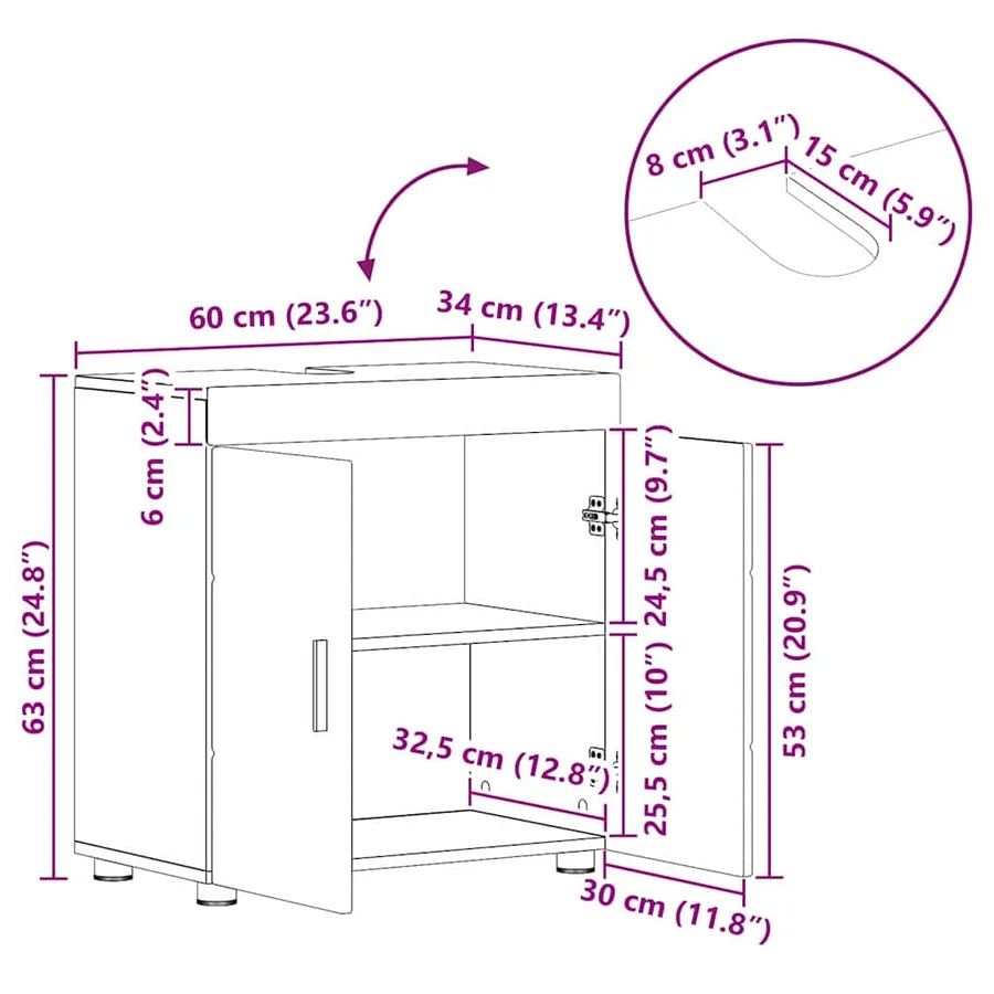 Ensemble d'armoire de salle de bain TULUM Chêne artisanal - 17