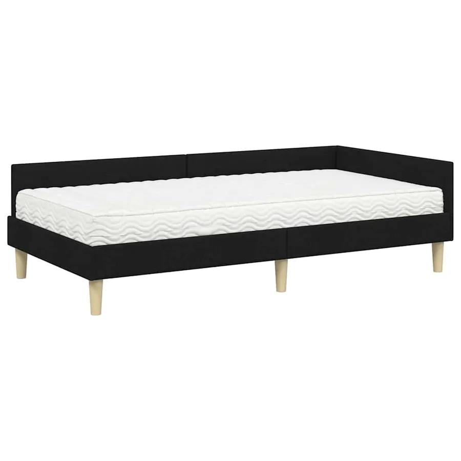 Cadre de lit d'angle avec matelas avec matelas 2 pcs Vert tissu - 4