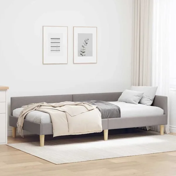 Cadre de lit d'angle Taupe 100 x 200 cm tissu