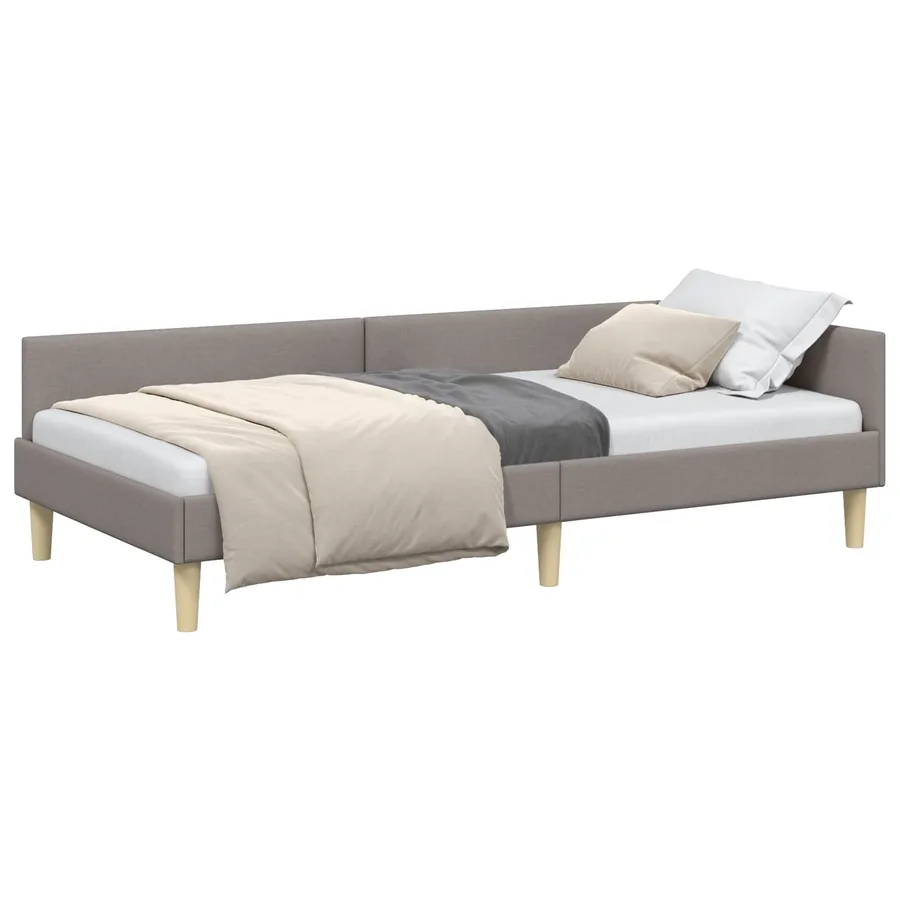 Cadre de lit d'angle Taupe 100 x 200 cm tissu - 2
