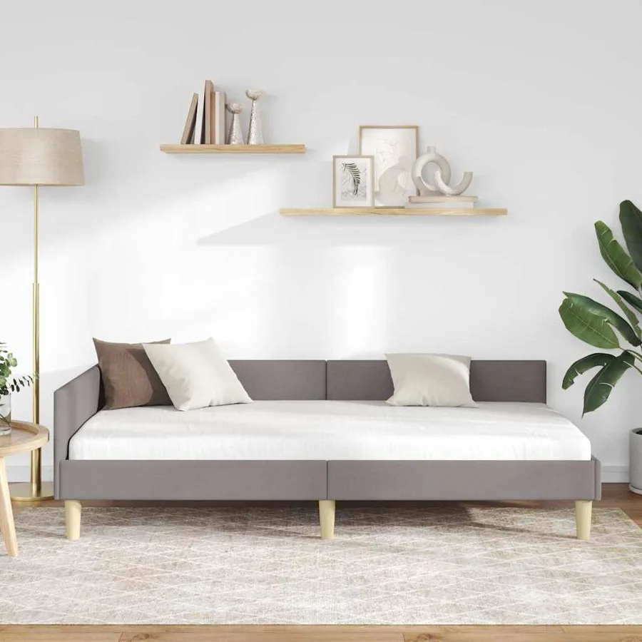 Cadre de lit d'angle Taupe 100 x 200 cm tissu - 3