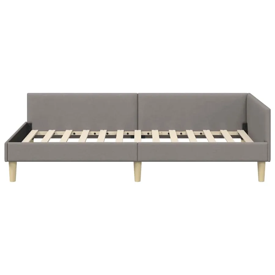 Cadre de lit d'angle Taupe 100 x 200 cm tissu - 5