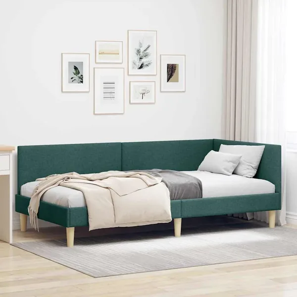 Cadre de lit d'angle Vert foncé 100 cm x 200 cm