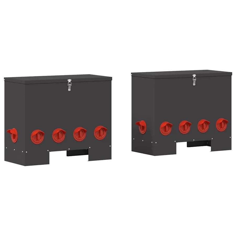 Mangeoire pour poules 2 pcs Noir 60,5 x 29 x 51 cm - 2