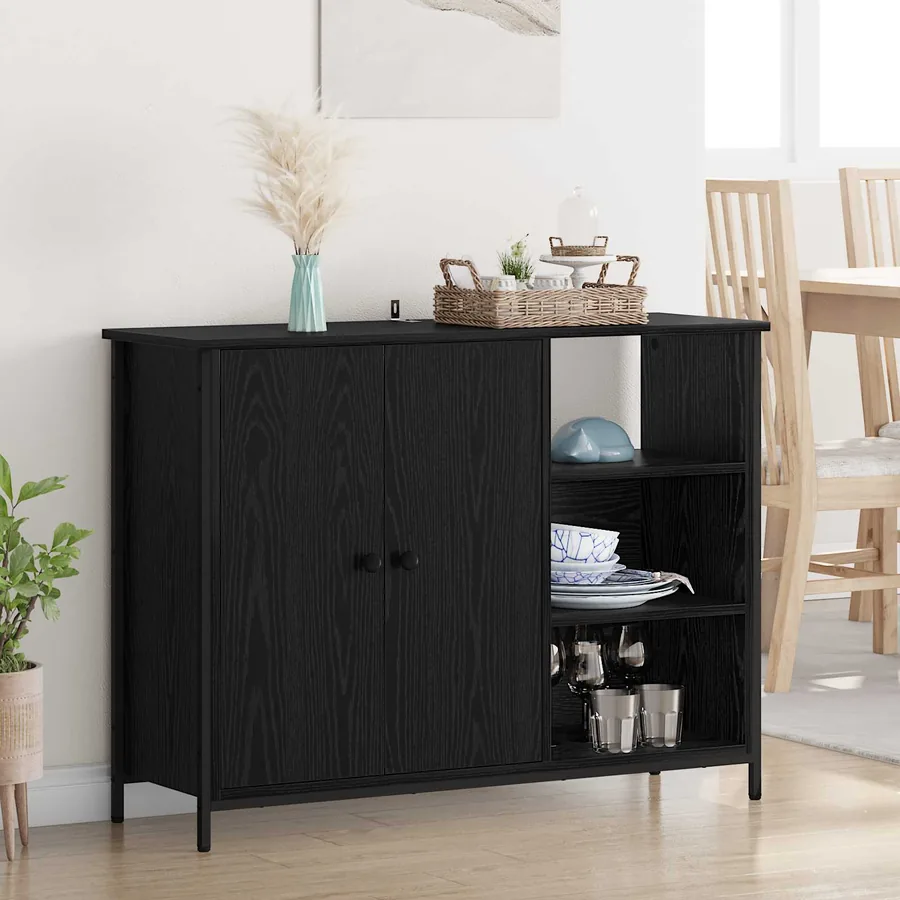 Buffet Chêne noir 100 x 33 x 75 cm Bois d'ingénierie