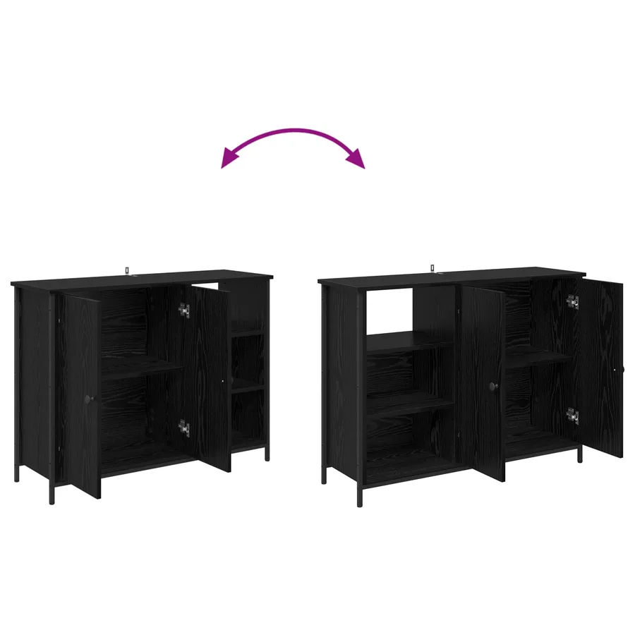 Buffet Chêne noir 100 x 33 x 75 cm Bois d'ingénierie - 11