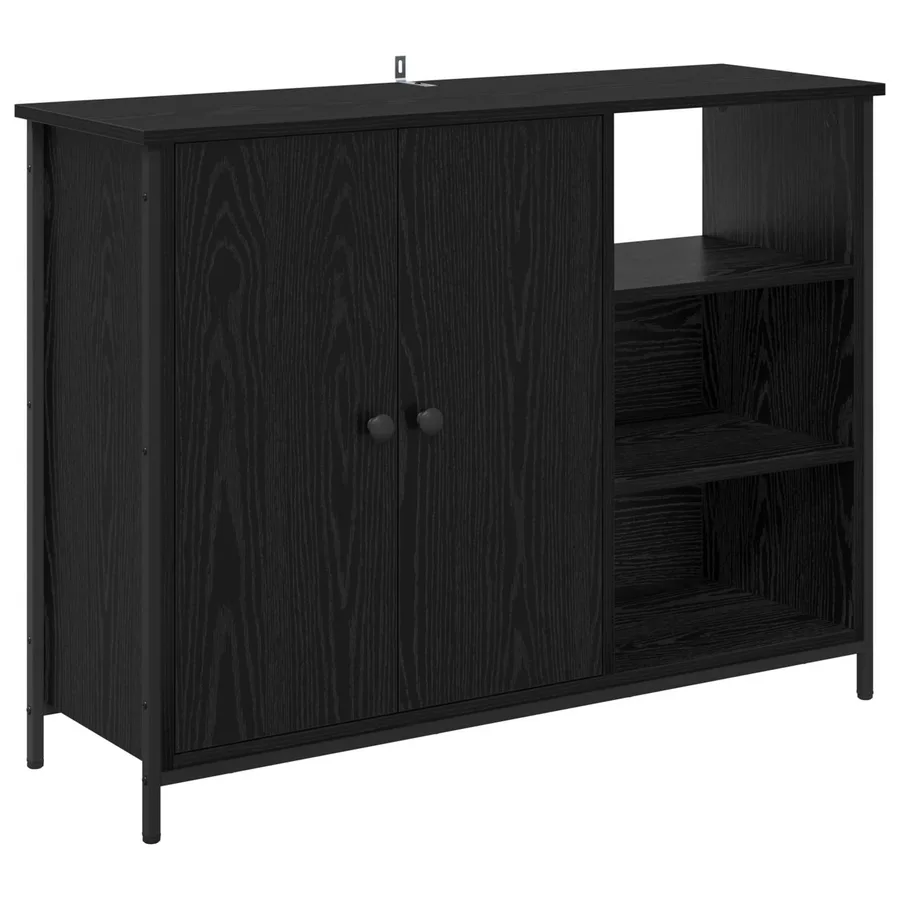 Buffet Chêne noir 100 x 33 x 75 cm Bois d'ingénierie - 2