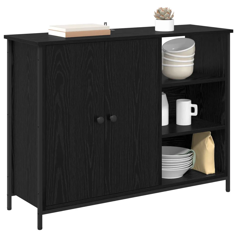 Buffet Chêne noir 100 x 33 x 75 cm Bois d'ingénierie - 3