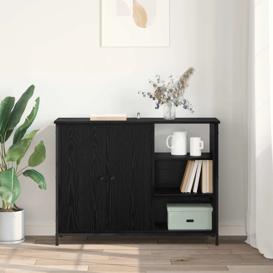 Buffet Chêne noir 100 x 33 x 75 cm Bois d'ingénierie - 4