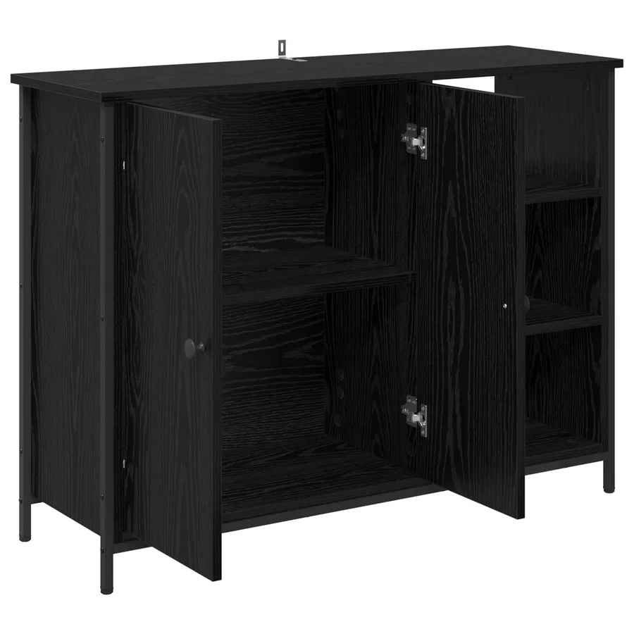 Buffet Chêne noir 100 x 33 x 75 cm Bois d'ingénierie - 5