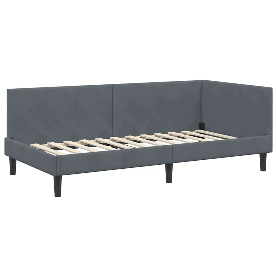 Cadre de lit d'angle avec matelas Autre 2 pcs Gris Velours - 6