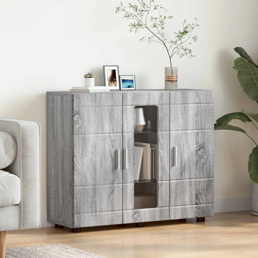 Cabinet en Bois avec stockage Gris Sonoma 88,5 x 30,5 x 73 cm