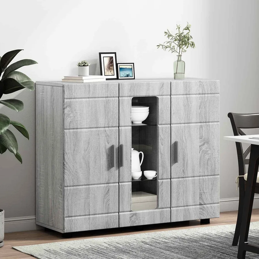 Cabinet en Bois avec stockage Gris Sonoma 88,5 x 30,5 x 73 cm - 4