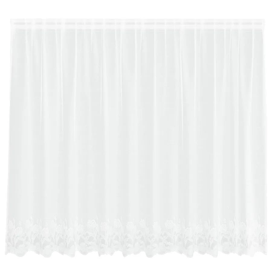 Rideau en Dentelle Floral Blanc 160 x 300 cm Polyester - 2