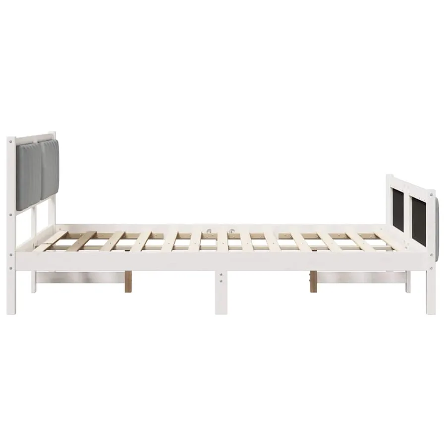 Cadre de lit avec tête de lit Blanc et gris clair 140 x 190 cm - 6