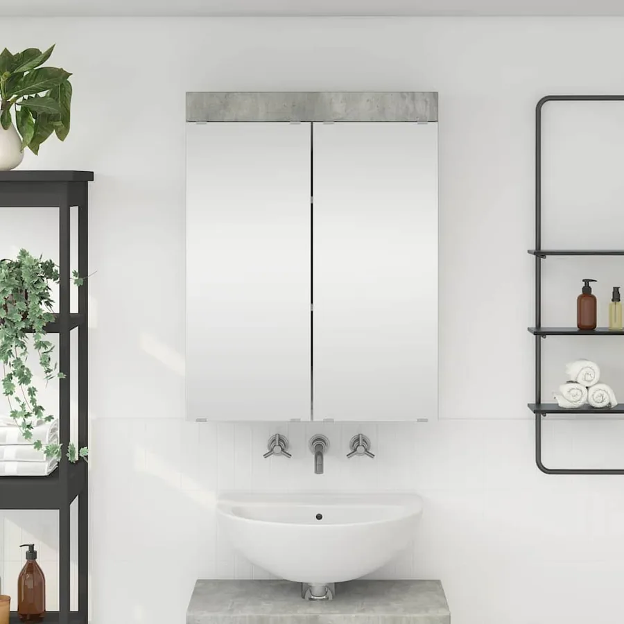 Amoire de salle de bain avec miroir avec porte TULUM Gris béton