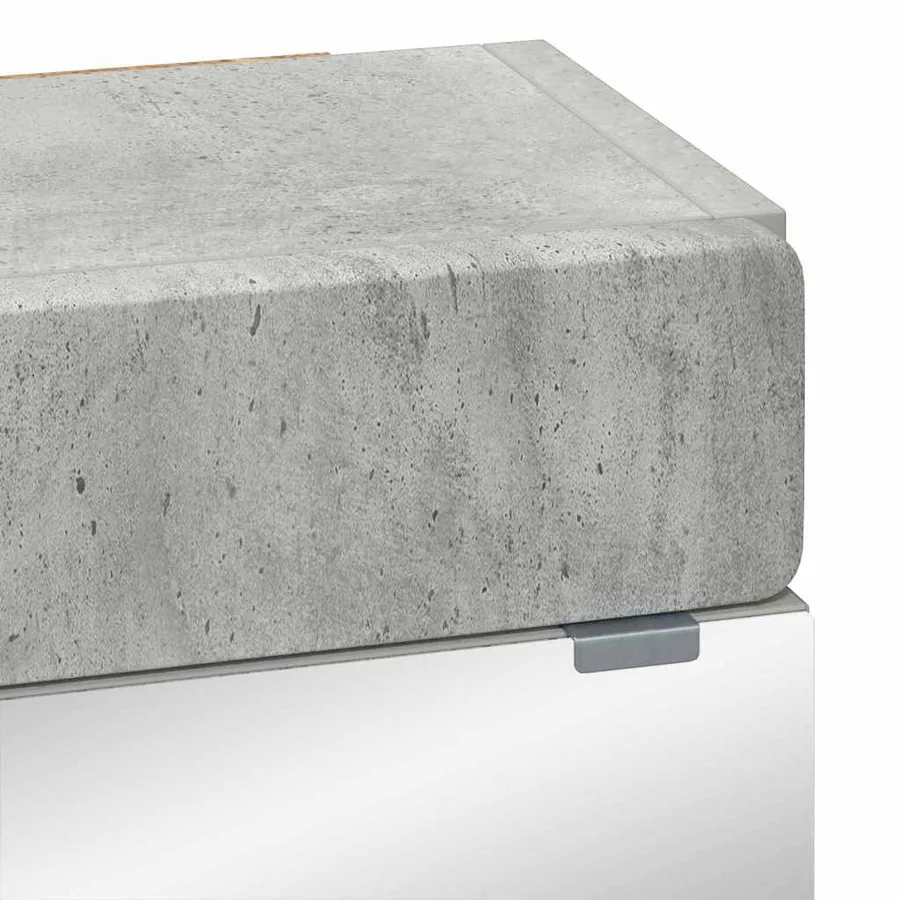Amoire de salle de bain avec miroir avec porte TULUM Gris béton - 9