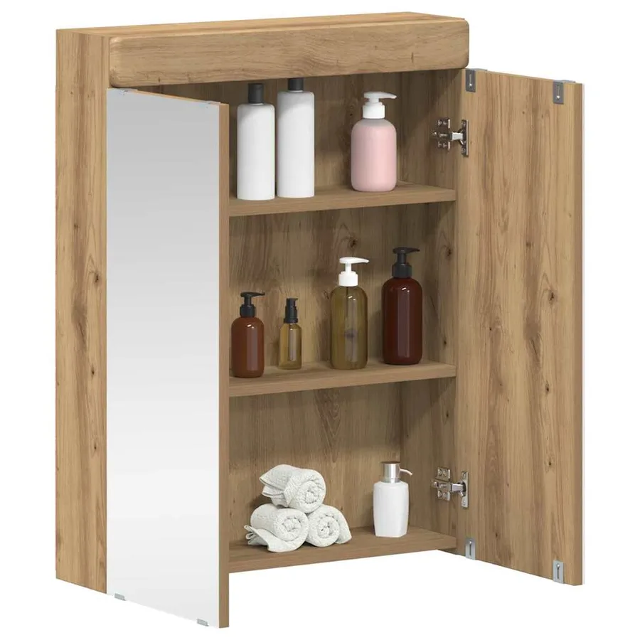 Amoire de salle de bain avec miroir TULUM Chêne artisanal - 3
