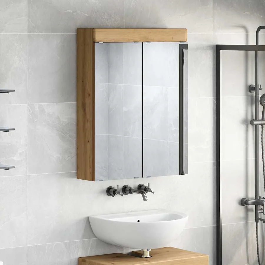 Amoire de salle de bain avec miroir TULUM Chêne artisanal - 4