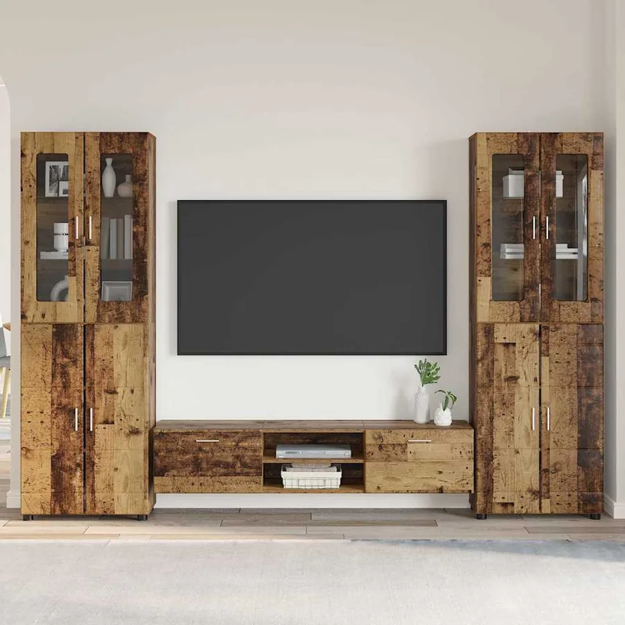 Ensemble meuble TV FLORIN 3 pcs Bois ancien Bois d'ingénierie