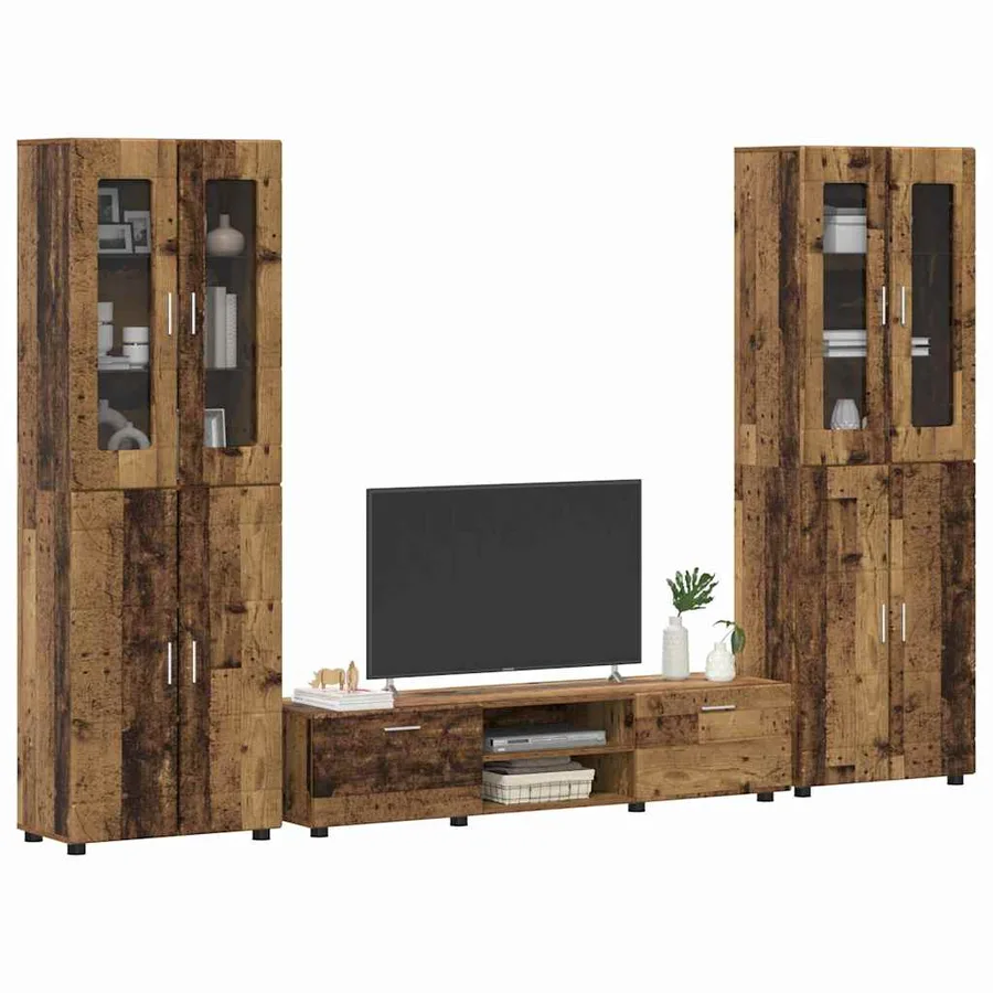 Ensemble meuble TV FLORIN 3 pcs Bois ancien Bois d'ingénierie - 3