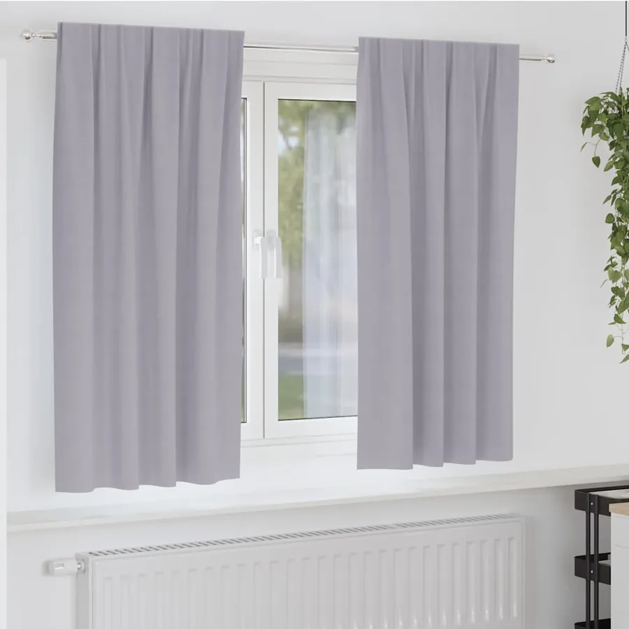 Rideaux occultants avec anneaux 2 pcs Gris métal 175 x 140 cm