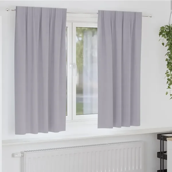 Rideaux occultants avec anneaux 2 pcs Gris métal 175 x 140 cm