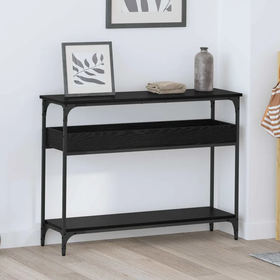 Table console Chêne noir 100 x 29 x 75 cm Bois d'ingénierie