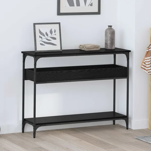 Table console Chêne noir 100 x 29 x 75 cm Bois d'ingénierie