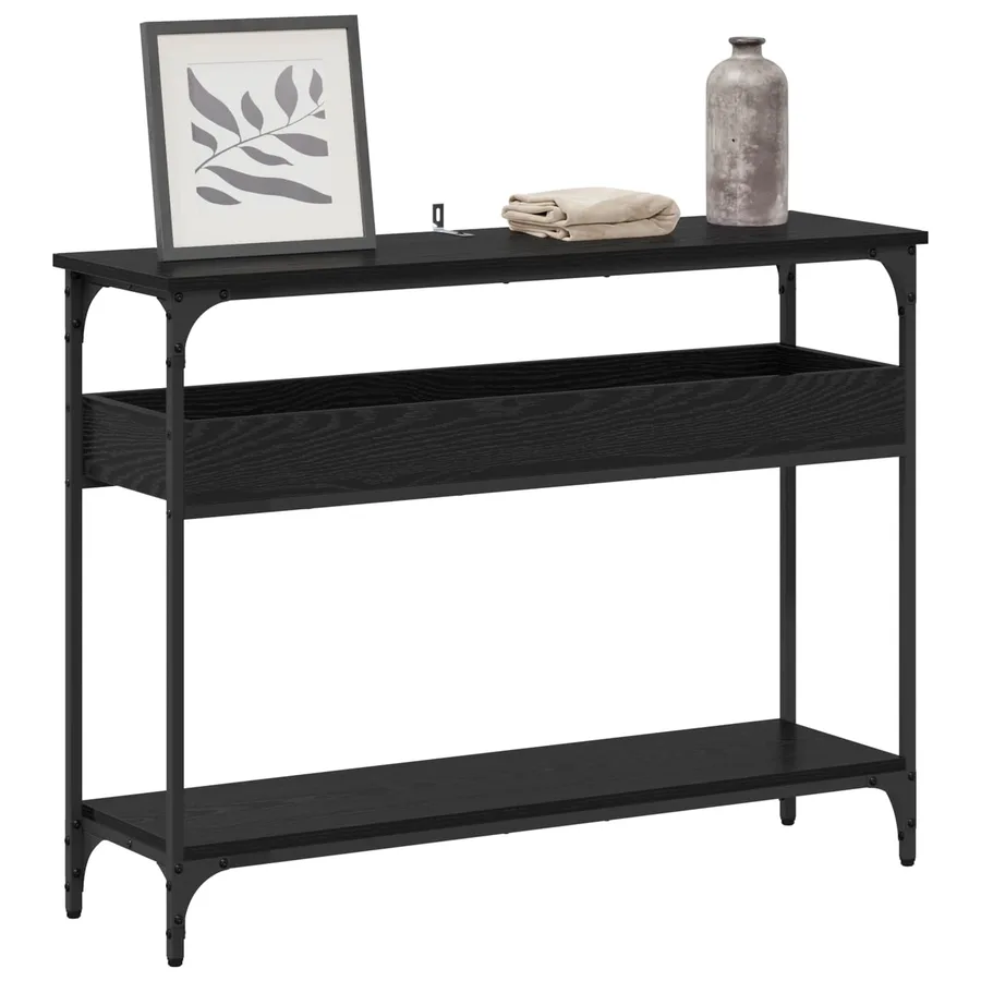 Table console Chêne noir 100 x 29 x 75 cm Bois d'ingénierie - 3