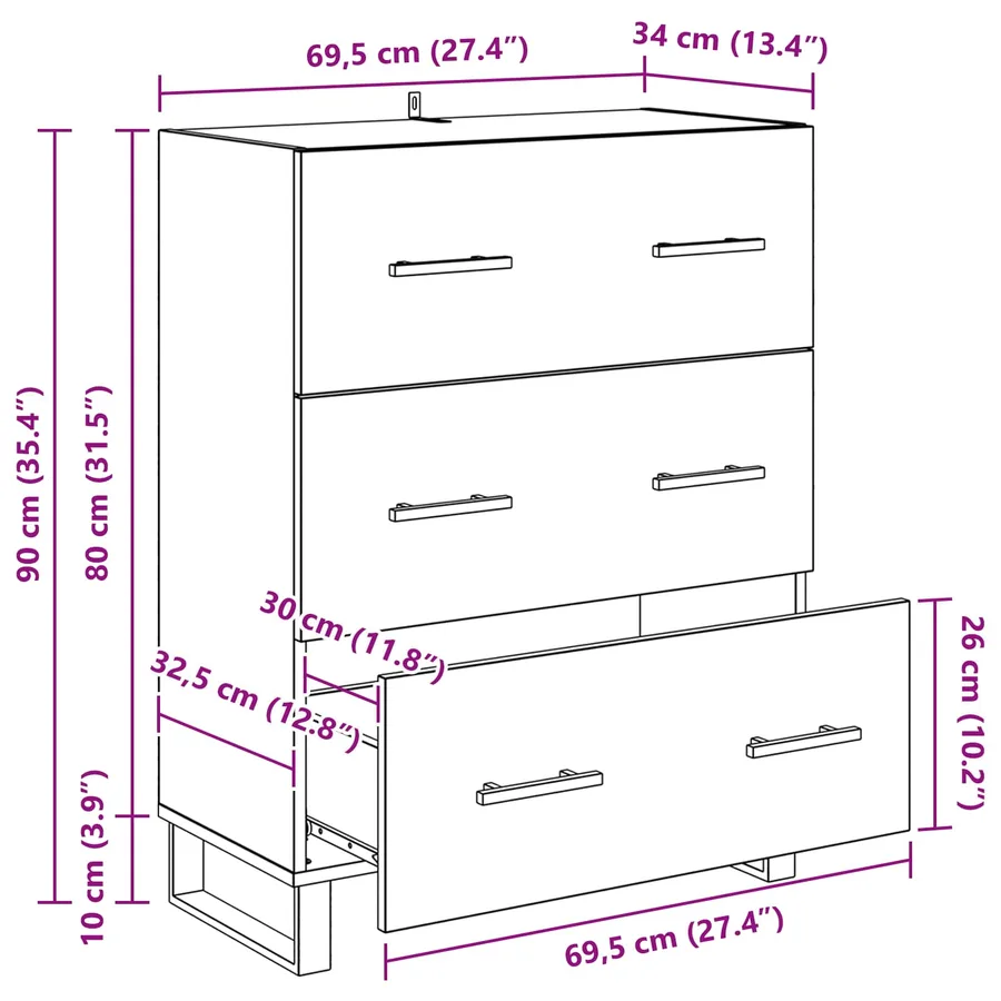 Buffet Chêne artisanal 69,5 x 34 x 90 cm - 15