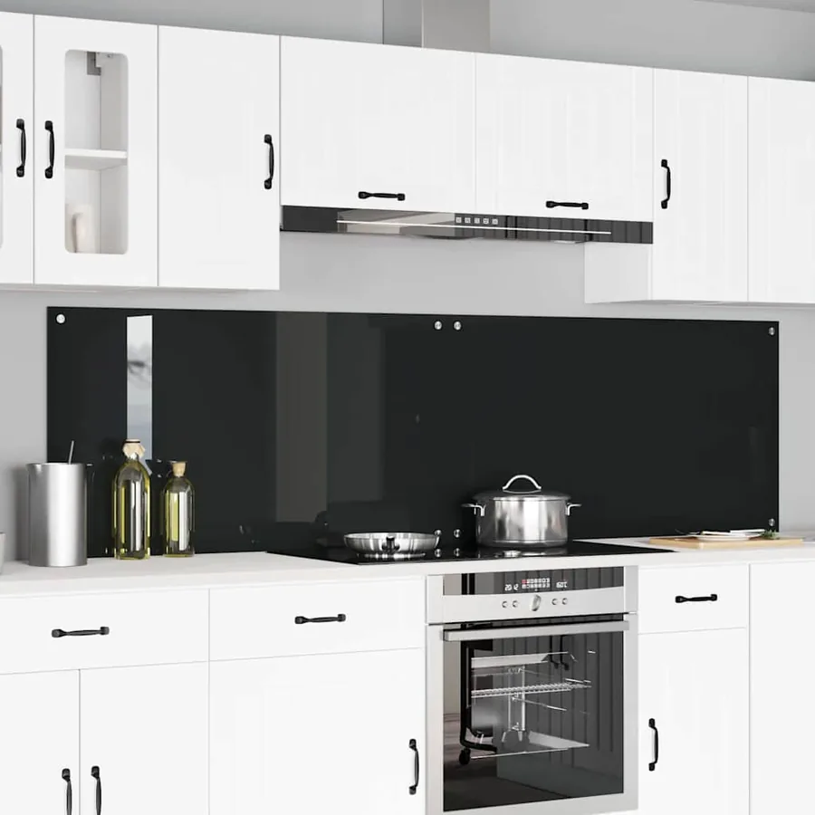 Crédence de cuisine 2 pcs Noir 110 x 60 cm verre trempé