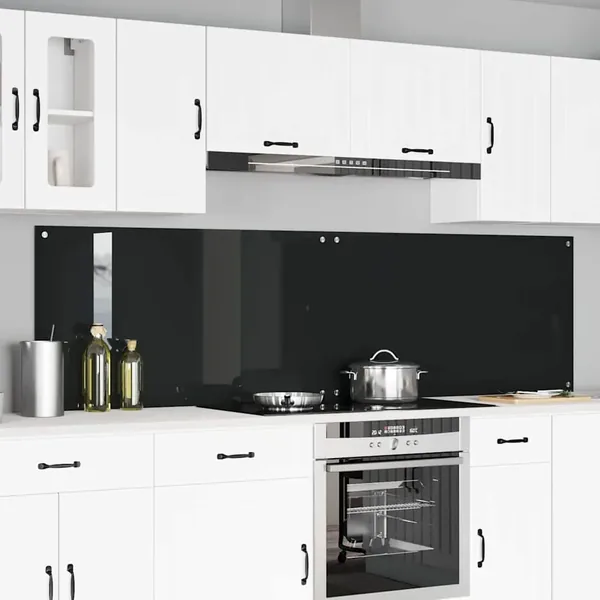Crédence de cuisine 2 pcs Noir 110 x 60 cm verre trempé