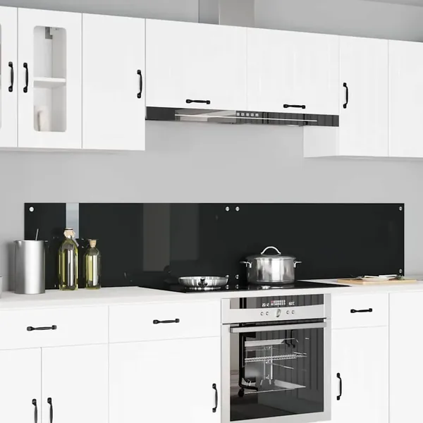 Crédence de cuisine 2 pcs Noir 110 x 40 cm verre trempé