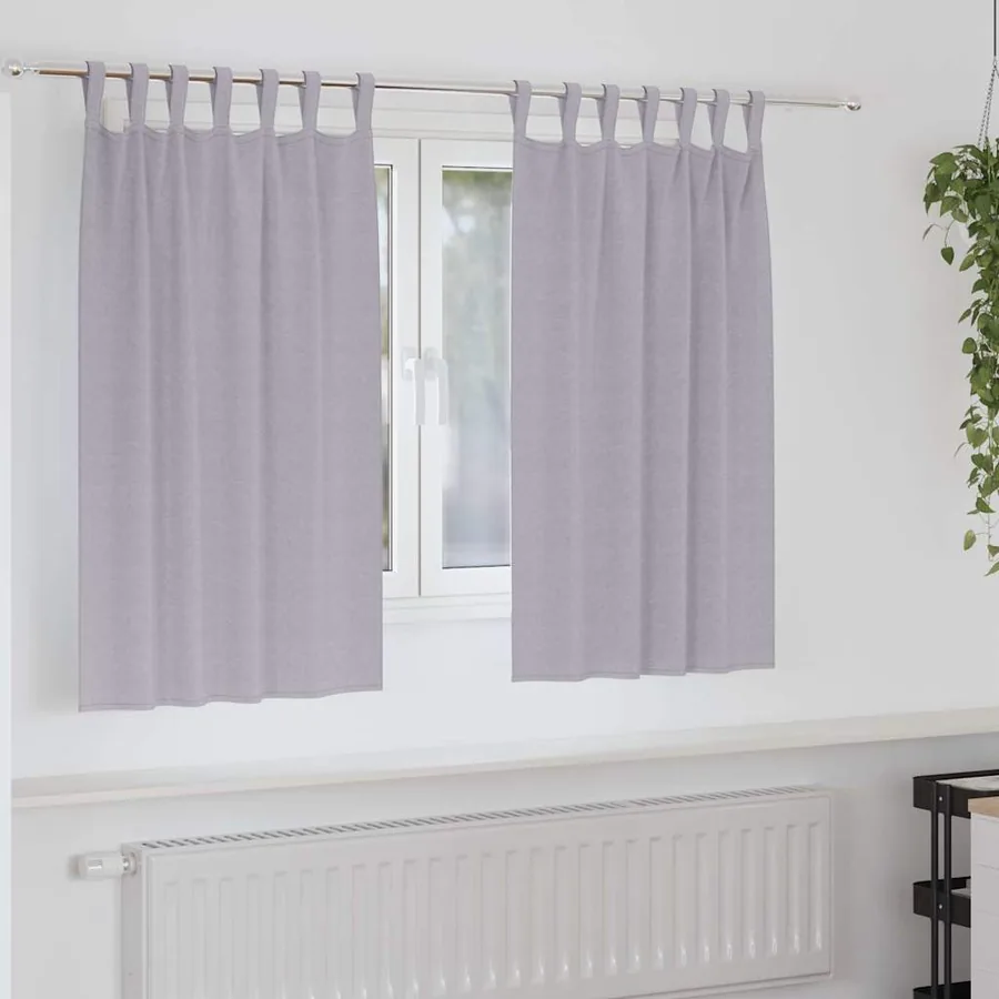 Rideaux occultants avec anneaux 2 pcs Gris métal 140 x 140 cm