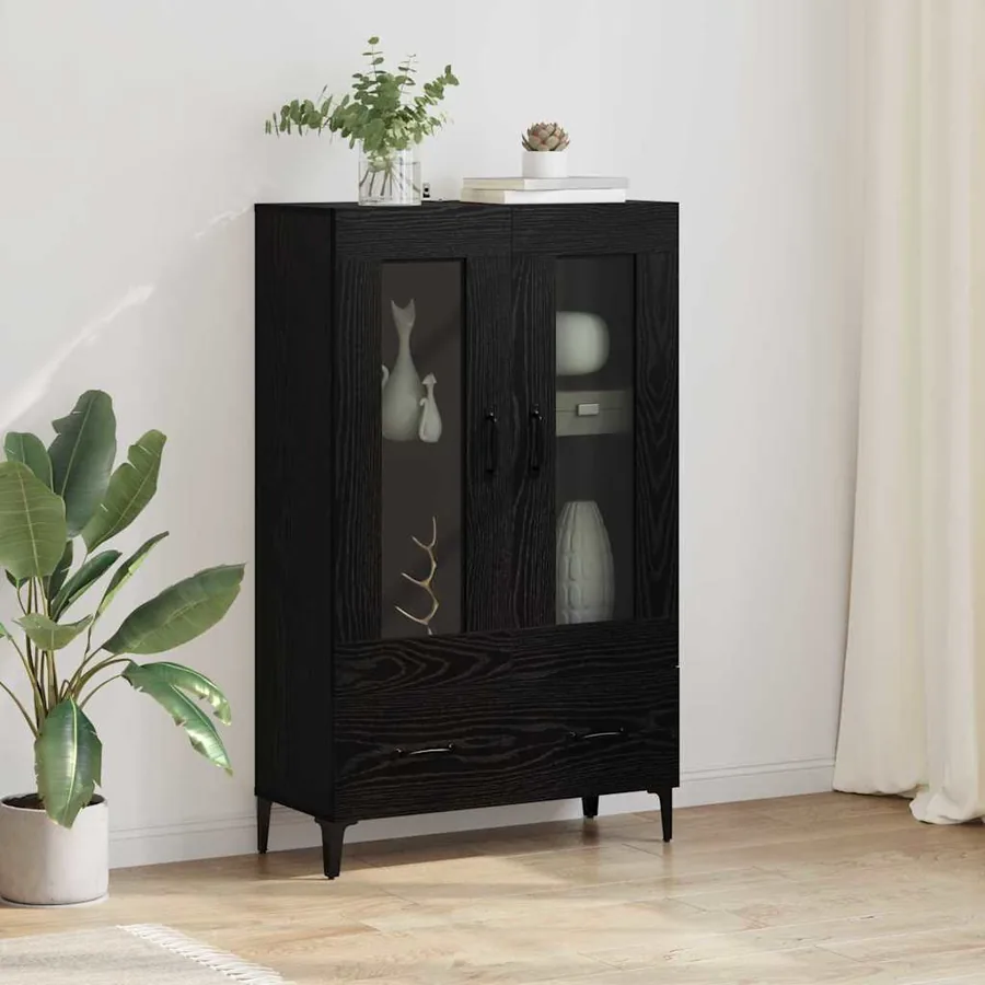 Haut Armoire avec tiroir Chêne noir 70 x 31 x 115 cm
