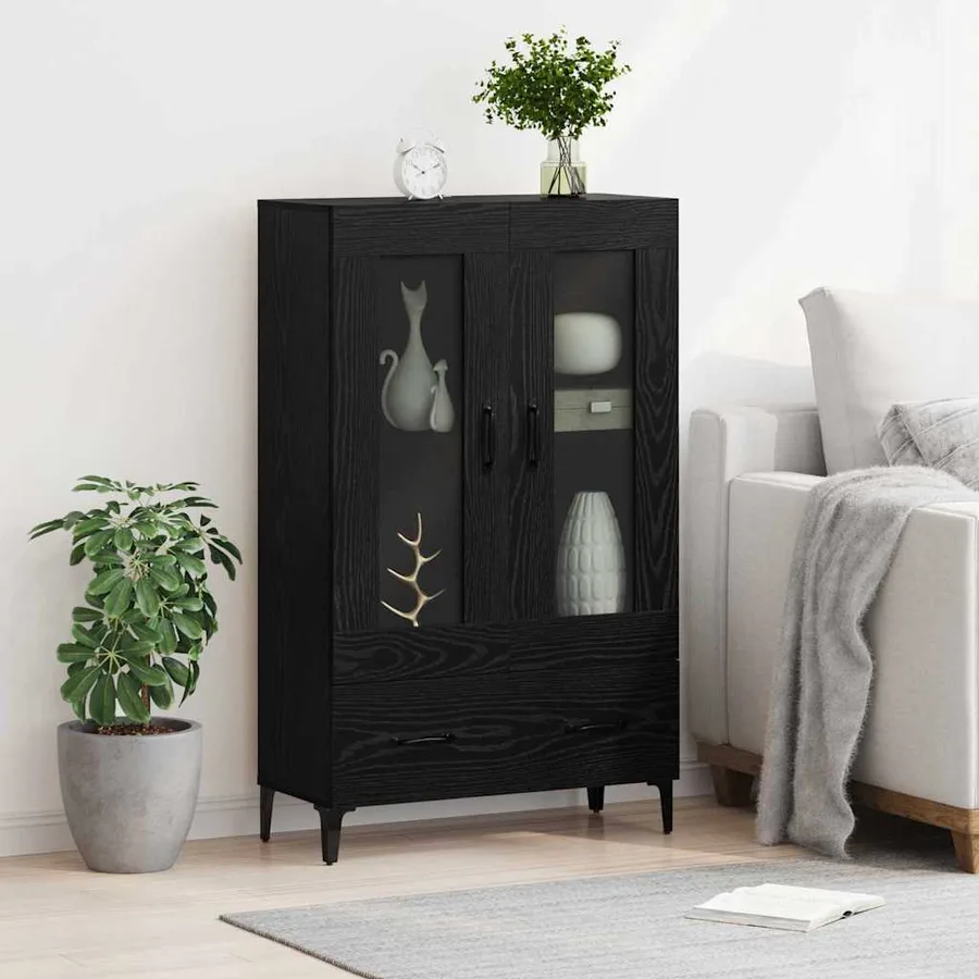 Haut Armoire avec tiroir Chêne noir 70 x 31 x 115 cm - 4