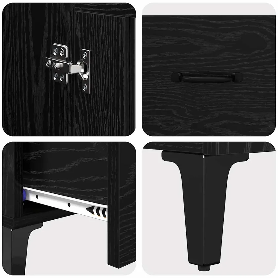 Haut Armoire avec tiroir Chêne noir 70 x 31 x 115 cm - 9