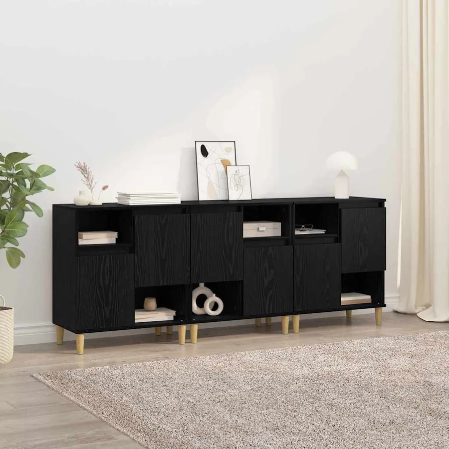 Buffets 3 pcs Chêne noir 60 x 35 x 70 cm Bois d'ingénierie