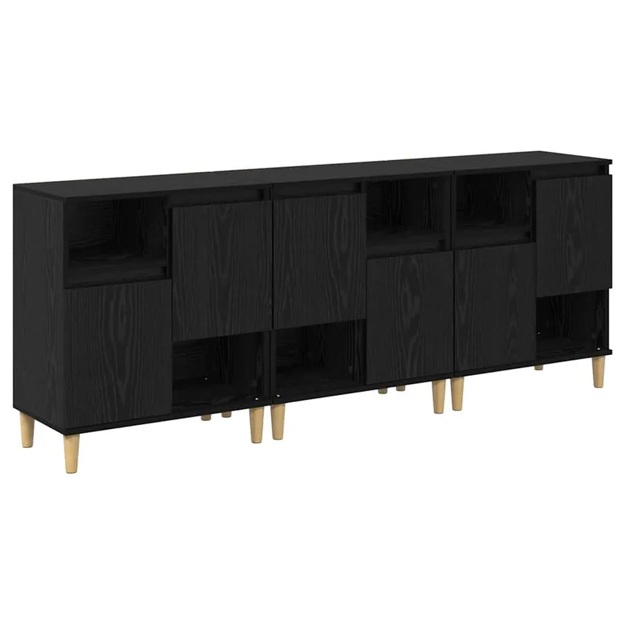 Buffets 3 pcs Chêne noir 60 x 35 x 70 cm Bois d'ingénierie - 2