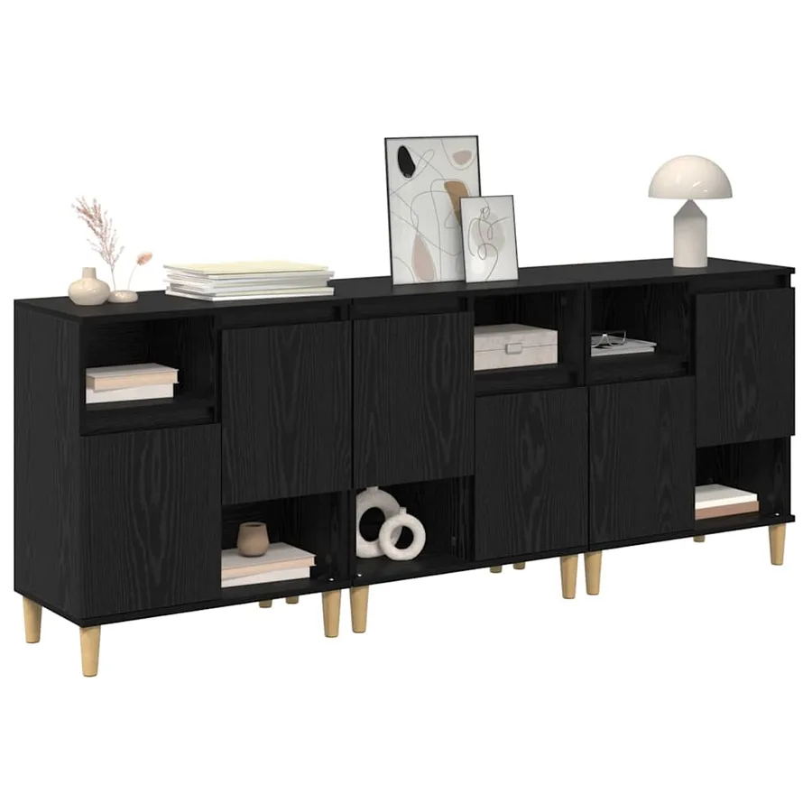 Buffets 3 pcs Chêne noir 60 x 35 x 70 cm Bois d'ingénierie - 3
