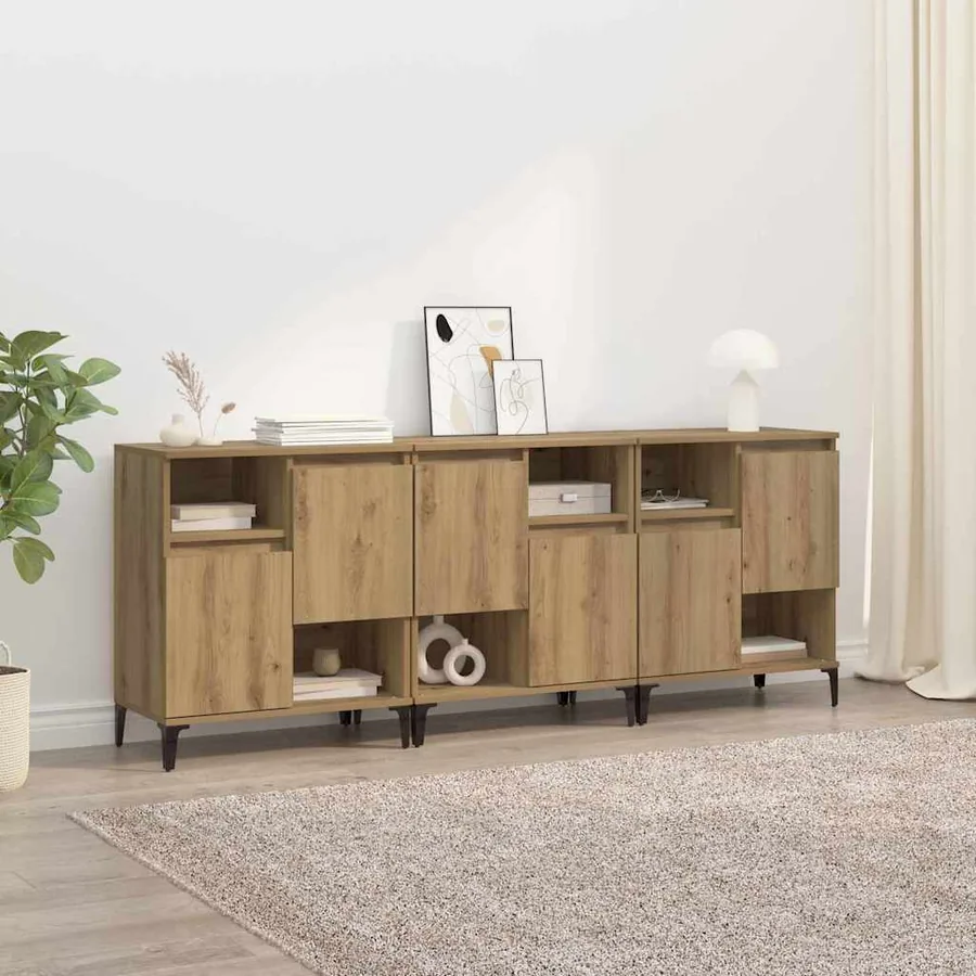 Buffets 3 pcs Chêne artisanal 60 x 35 x 70 cm Bois d'ingénierie